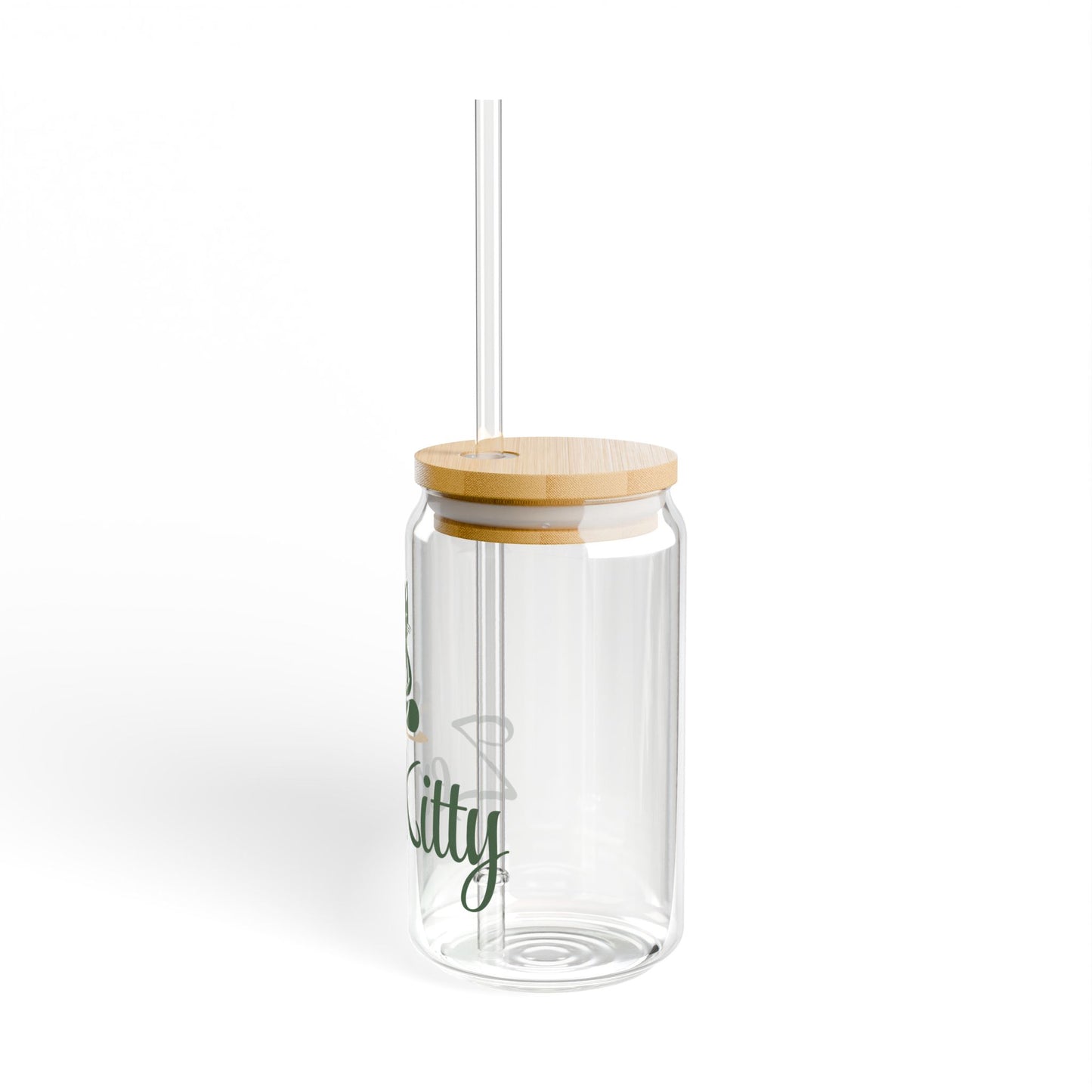 Zen Kitty 16oz Sipper Glass with Bamboo Lid - Perfect for Cat Lovers