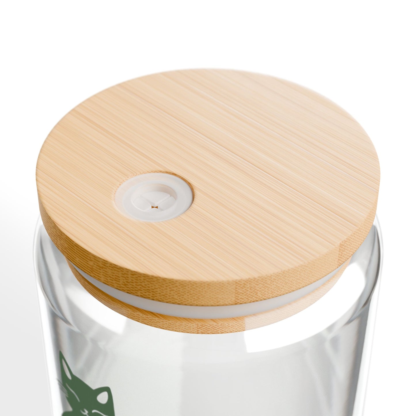 Zen Kitty 16oz Sipper Glass with Bamboo Lid - Perfect for Cat Lovers