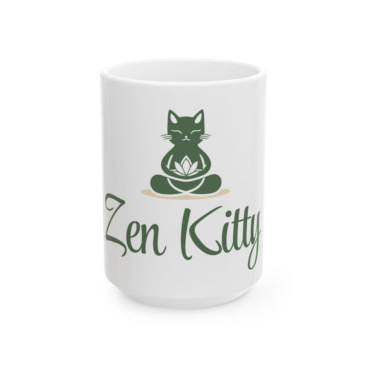 Zen Kitty Ceramic Mug - Perfect for Cat Lovers and Mindfulness Enthusiasts